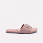 Womens Pink Fancy Flat Slippers
