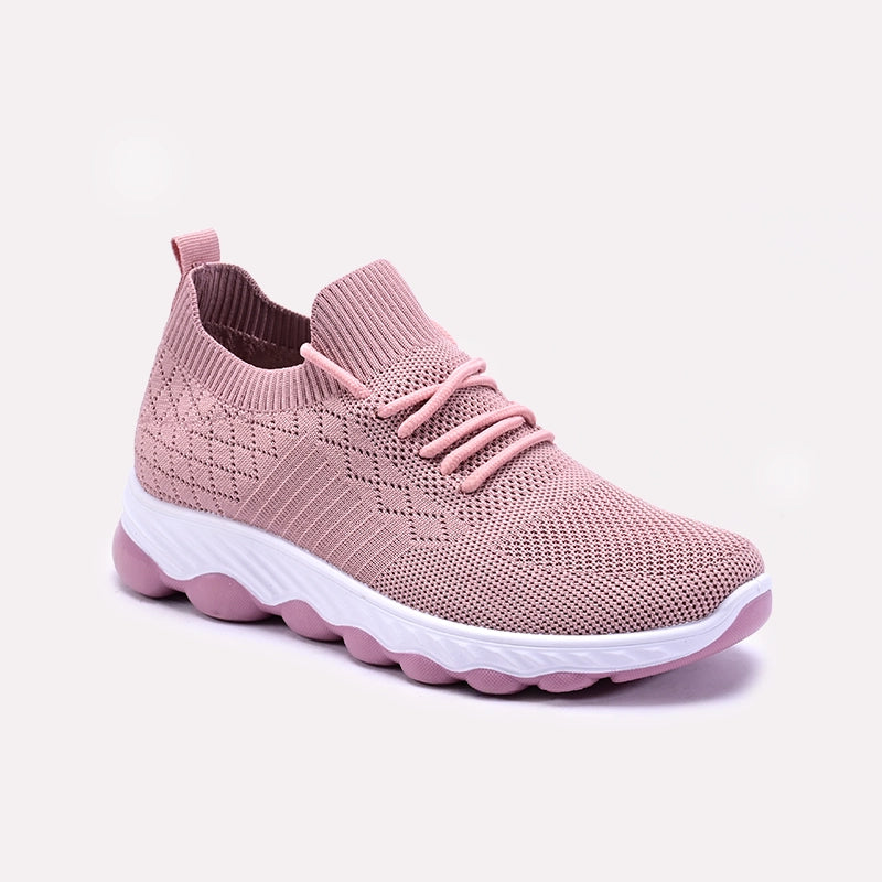 Pink Perforated Slip On Sneakers For Women