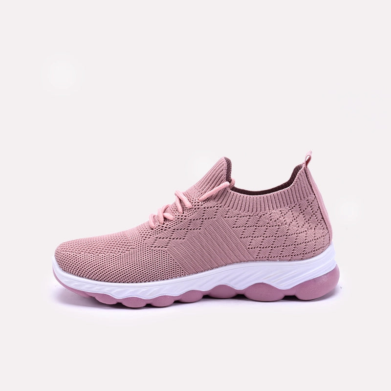 Womens Pink Perforated Slip On Sneakers