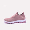 Womens Pink Perforated Slip On Sneakers