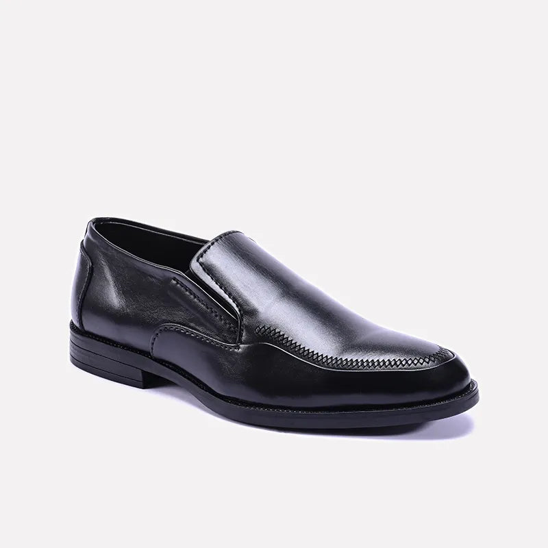 pioneer black slip on formal shoes