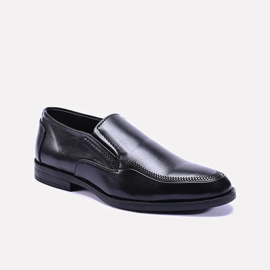 pioneer black slip on formal shoes