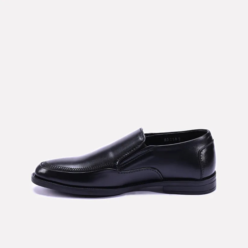 pioneer black slip on formal shoes for men