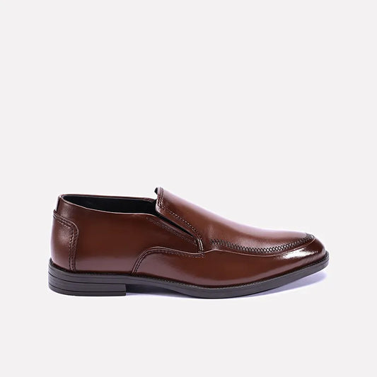 pioneer mens brown slip on formal shoes