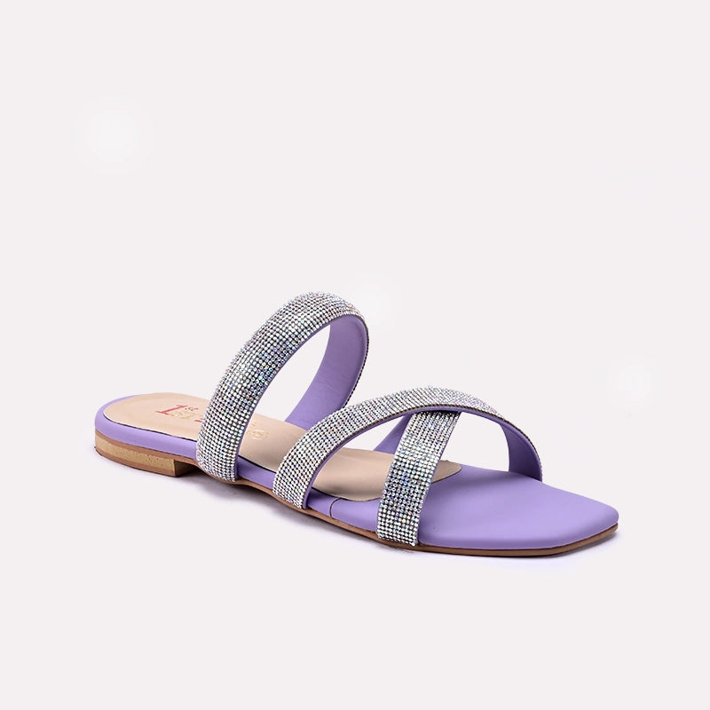 Purple Flat Fancy Slippers