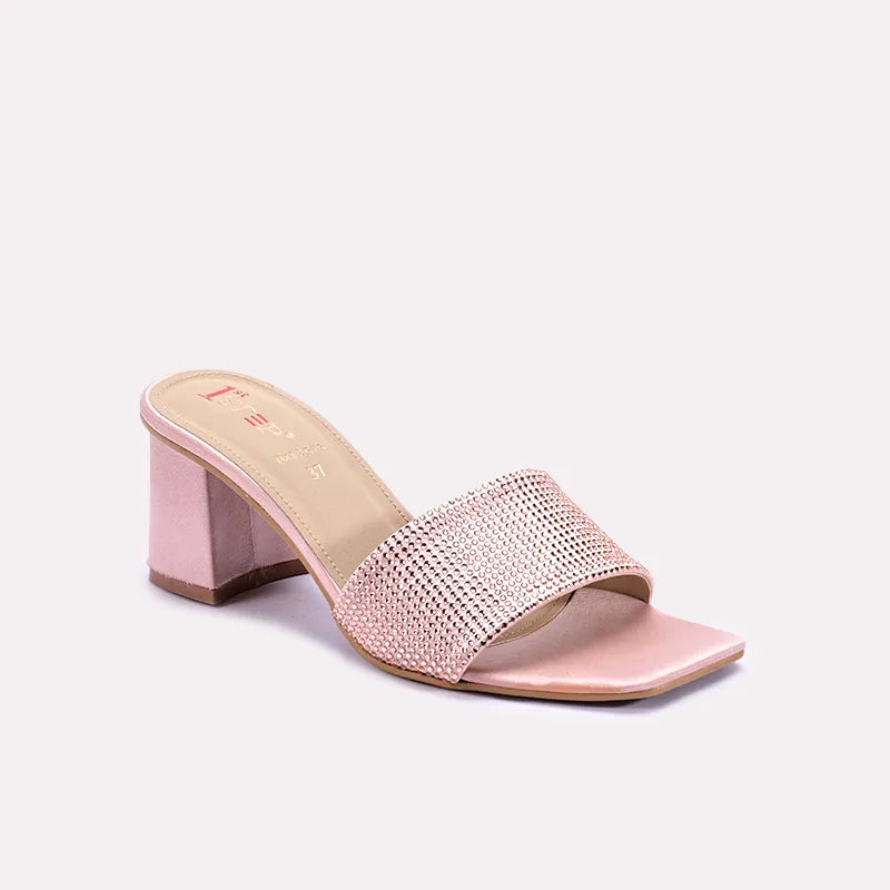 radiance peach fancy heel slippers