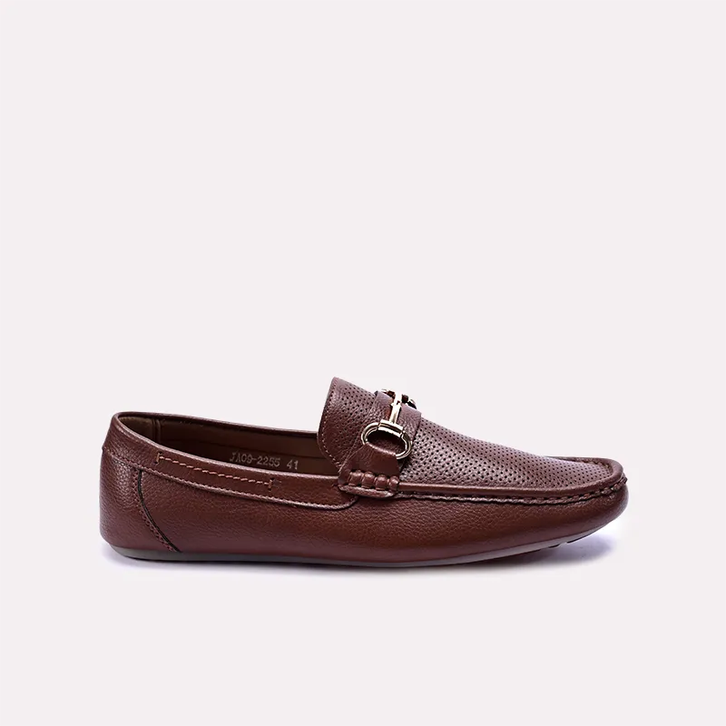 ralph mens brown perforated horsebit loafers
