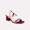 ravenshaw block heel maroon bridal sandals