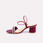 ravenshaw block heel maroon bridal sandals for womens