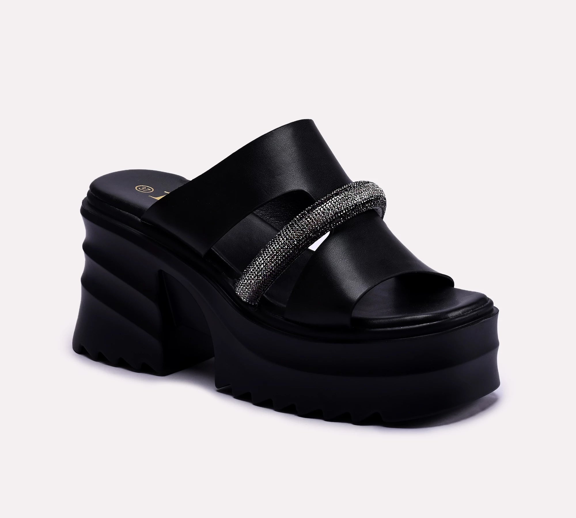 womens black platform slippers