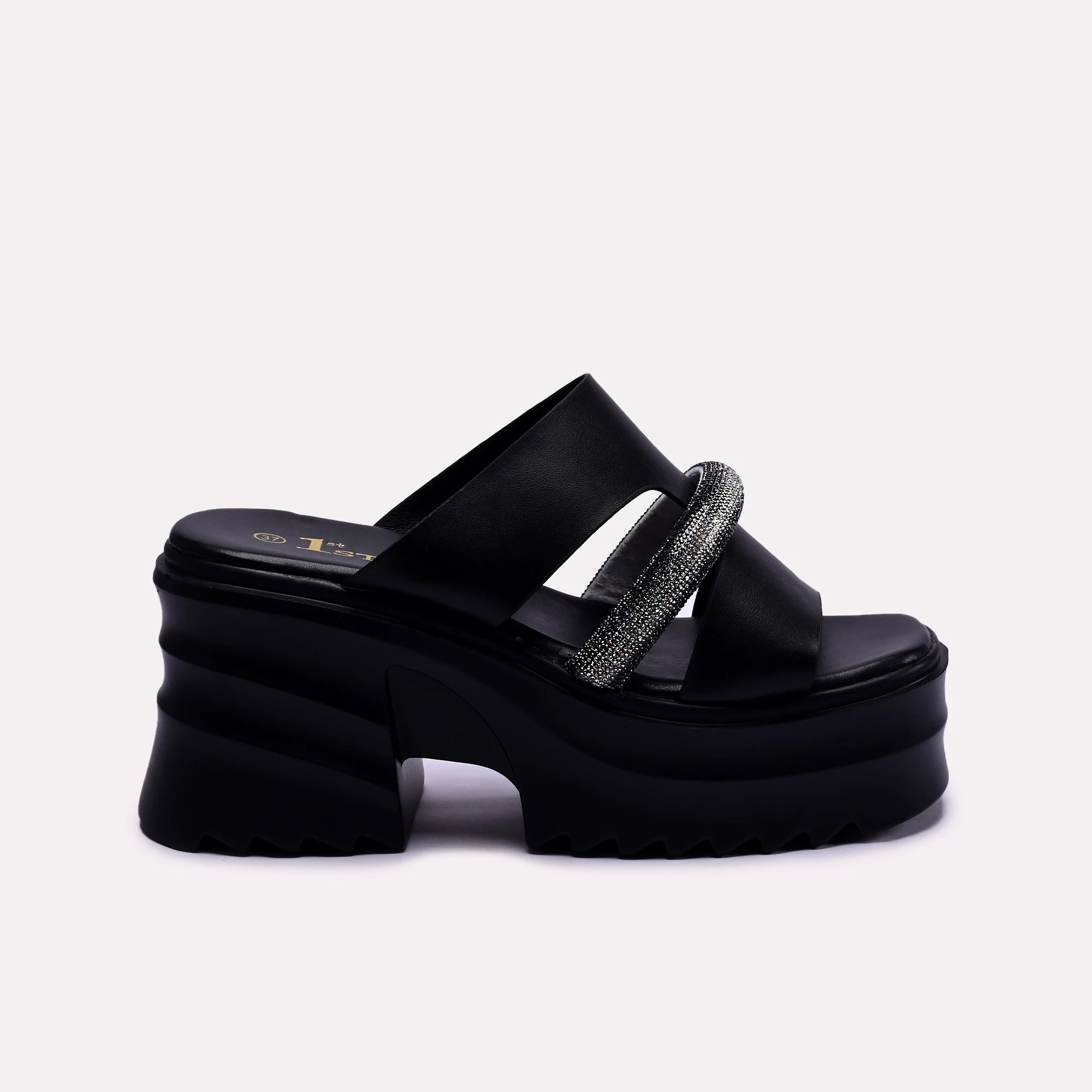 black platform slippers for women