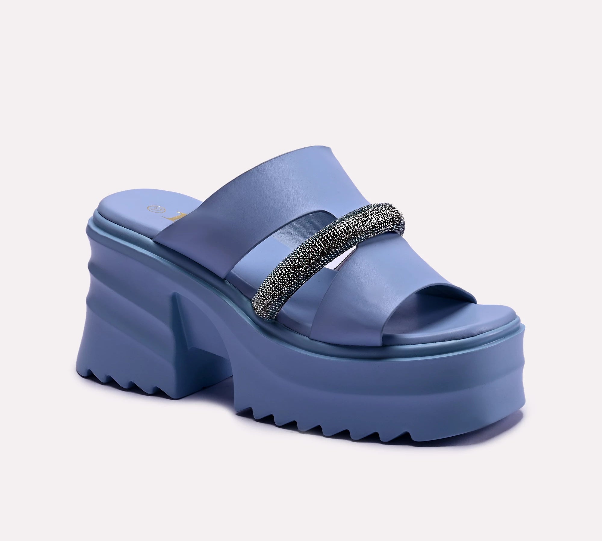 womens blue platform slippers