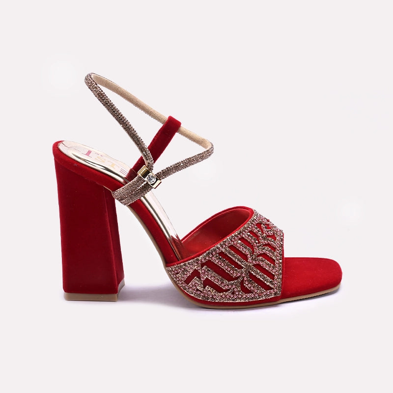 Womens Red High Heel Fancy Sandals