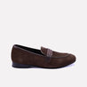 rogue mens brown formal velvet loafers