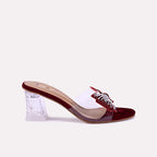 Maroon Crystal Heel Fancy Slippers 0412556