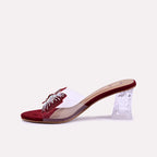 Maroon Crystal Heel Fancy Slippers 0412556