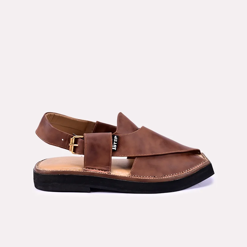 rust men brown peshawari chappal