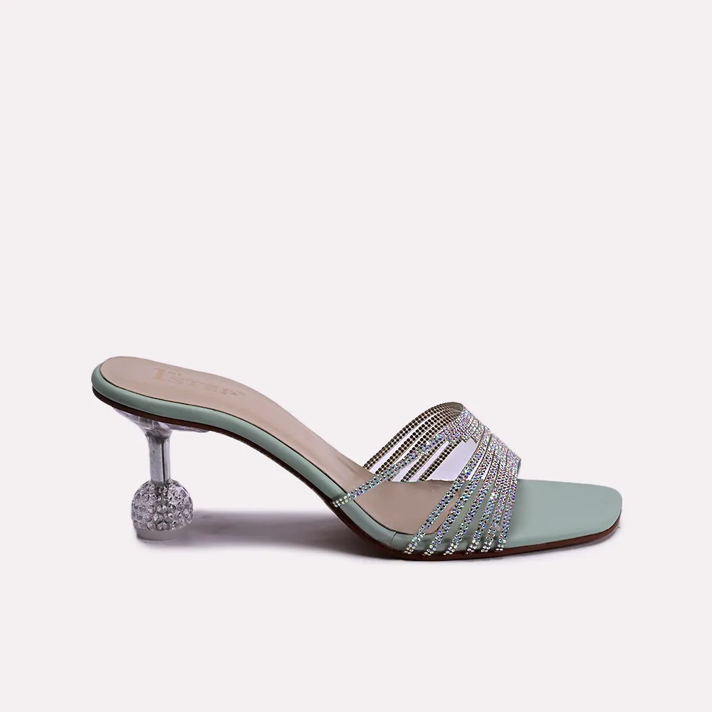 Sally Light Green Heel Slippers 0412383