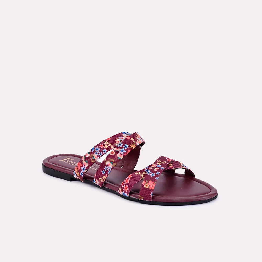 savannah maroon flat slippers