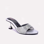 Silver Fancy Heel Slippers