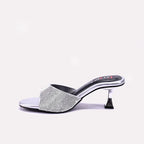 Silver Fancy Heel Slippers for Women