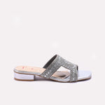 Womens Silver Fancy Slippers