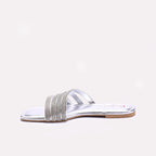 Silver Flat Fancy Slippers for Women