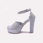 Silver High Heel Fancy Sandals for Women