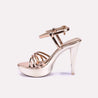 siofra peach glossy high heel sandalsfor women