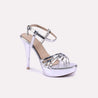 siofra silver glossy high heel sandals