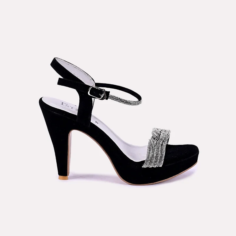 Ladies black heel sandals clearance