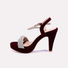 skyline maroon high heel sandals for women