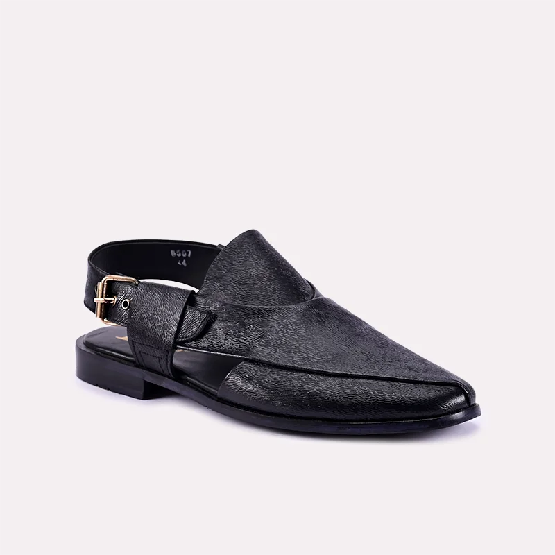 sleek black peshawari chappal