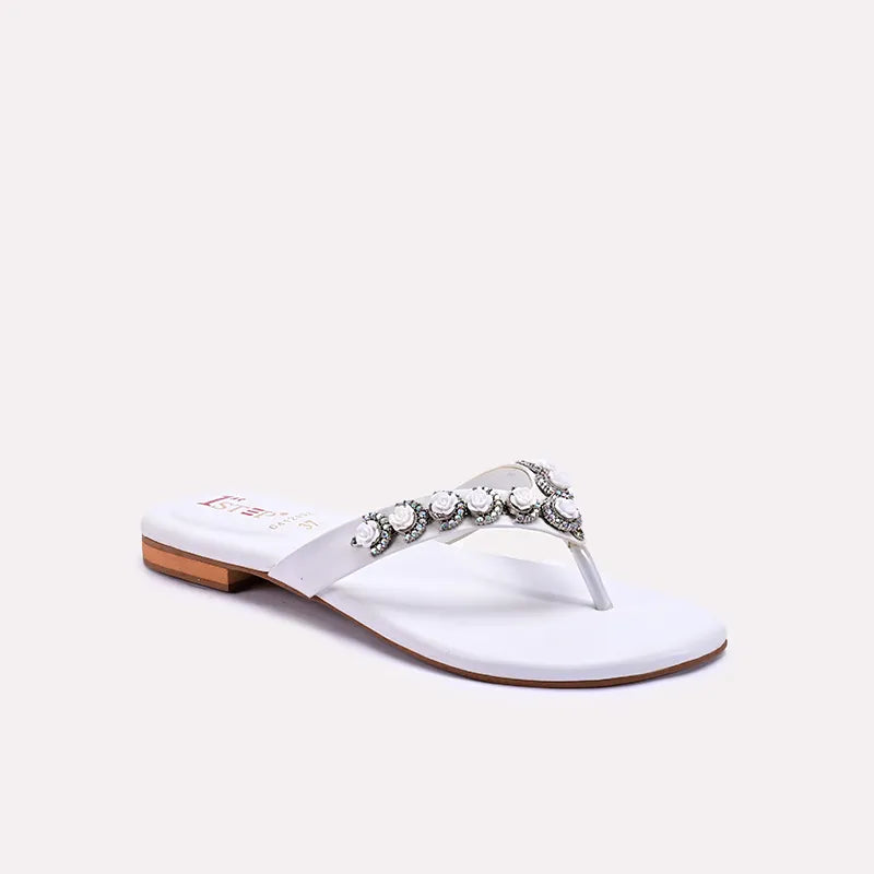 solace white fancy flip flops