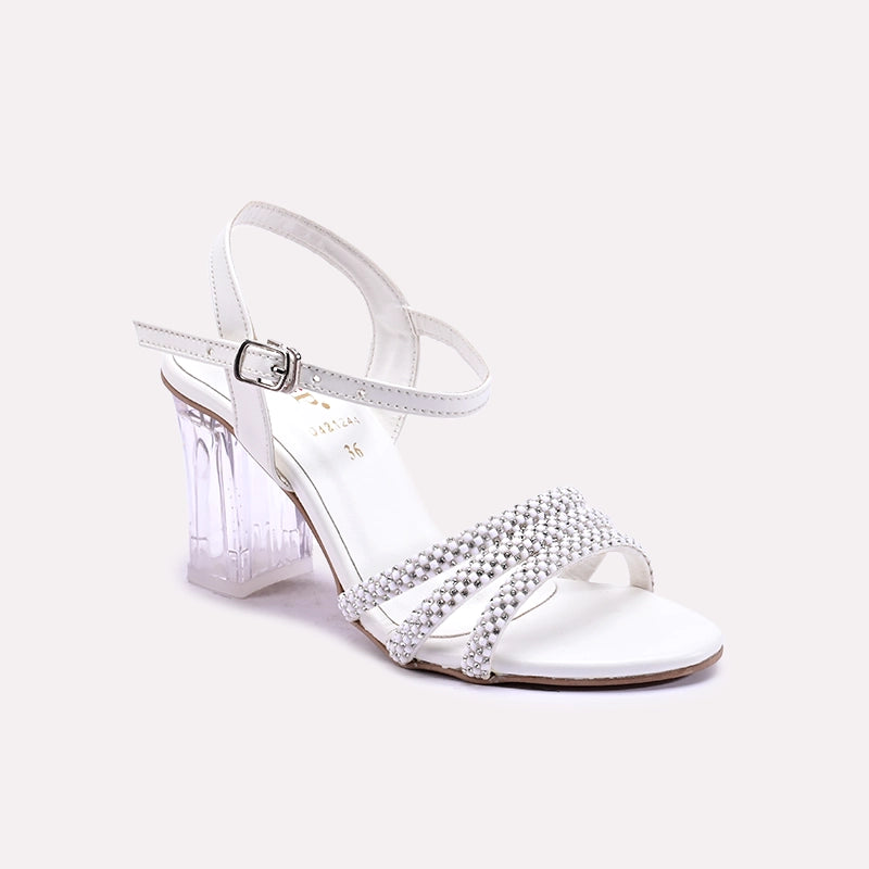 Soraya White Crystal Heel Bridal Sandals