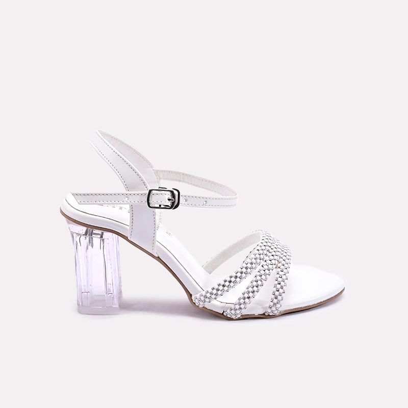 Soraya women White Crystal Heel Bridal Sandals