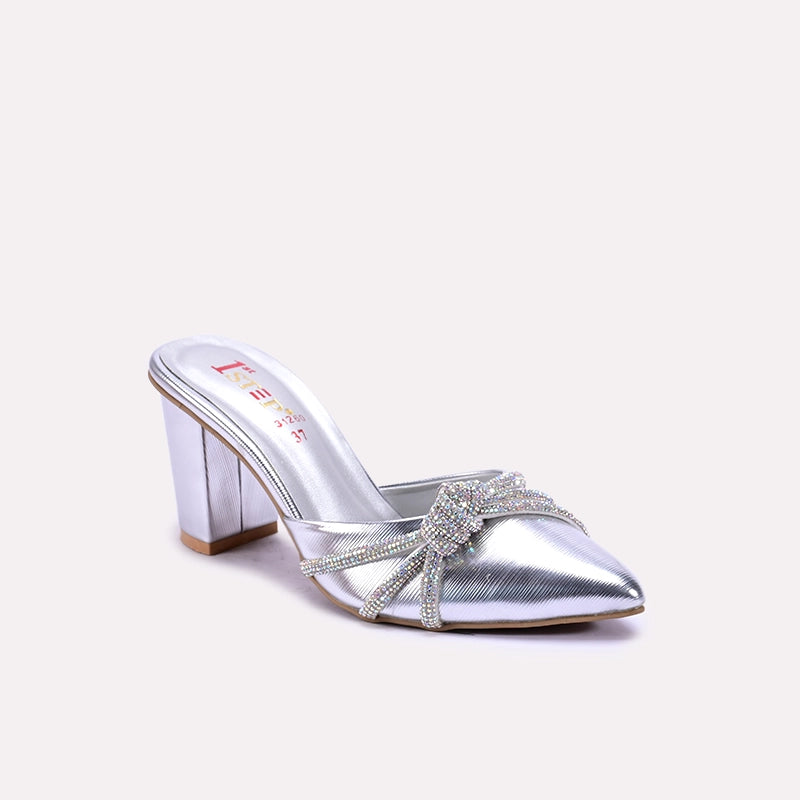 sorrel silver bridal mules