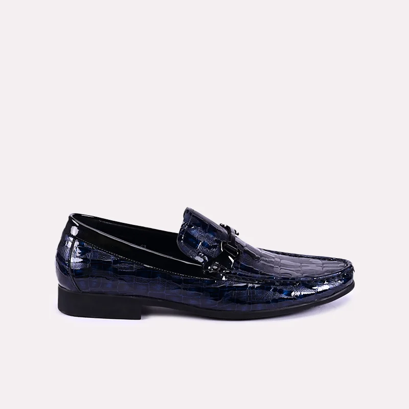 stalker men blue moccasin dress shoes