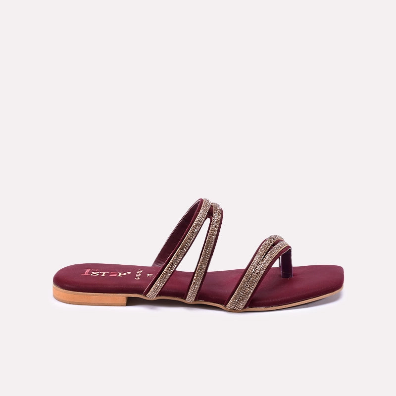 Sylvette Maroon Fancy Slippers 0412837