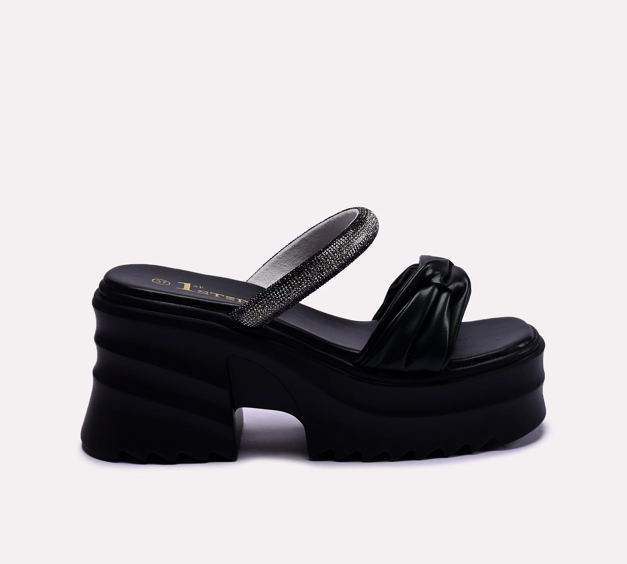 black platform fancy slippers for women