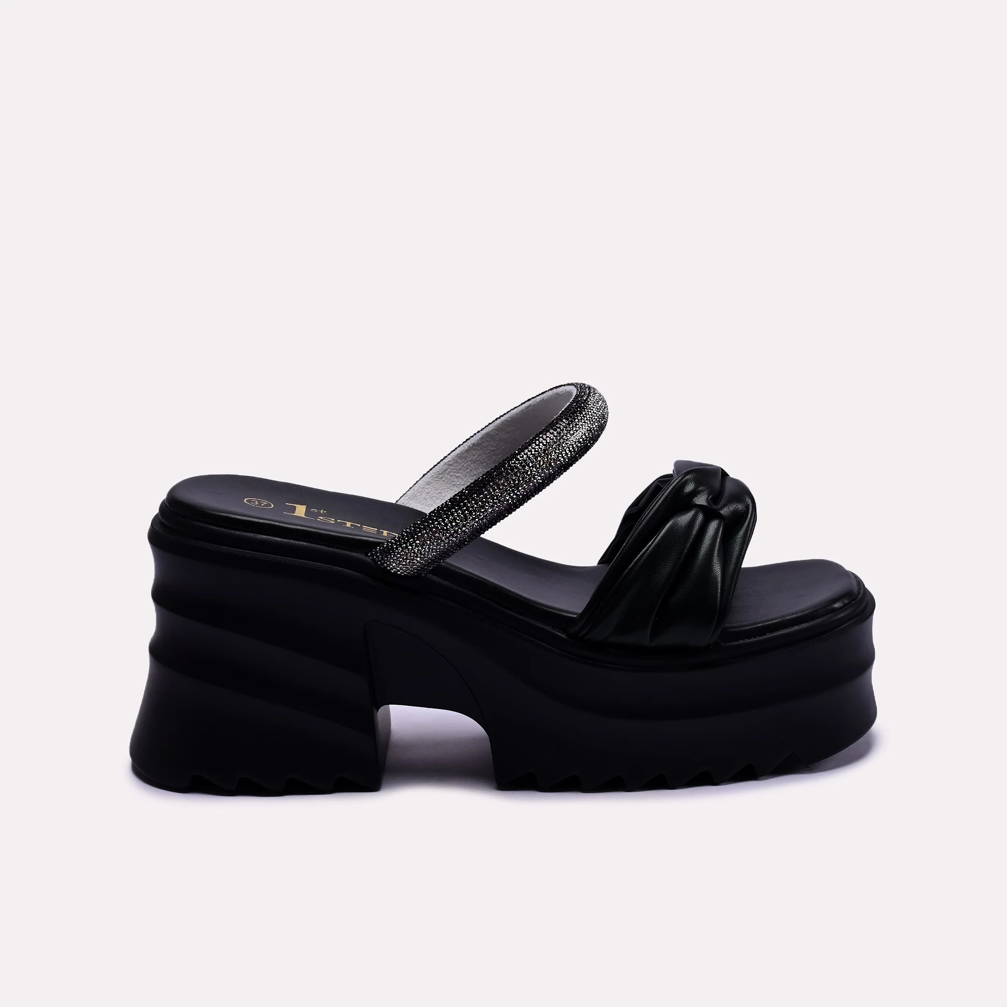 black platform fancy slippers for women