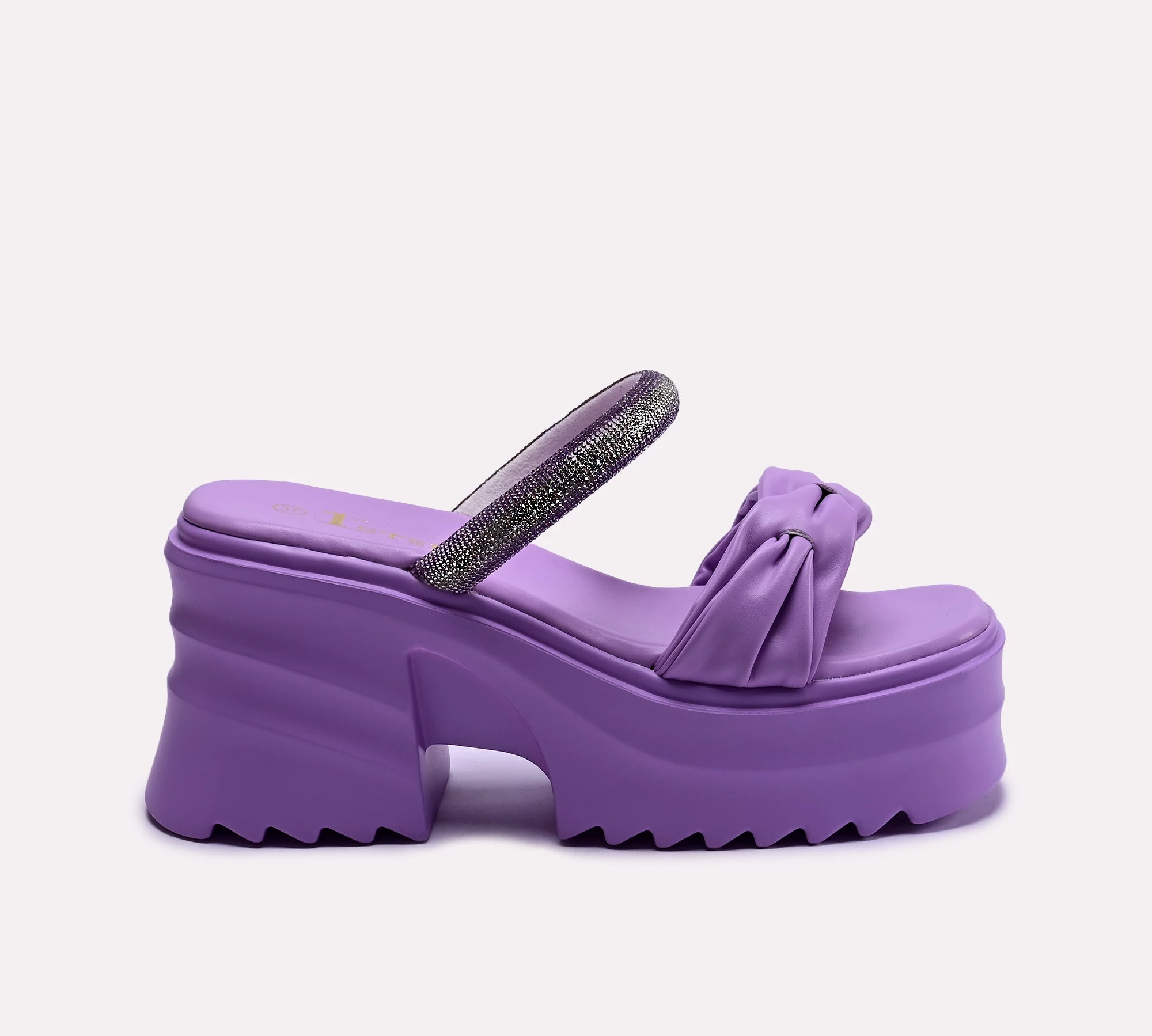 purple platform fancy slippers for women