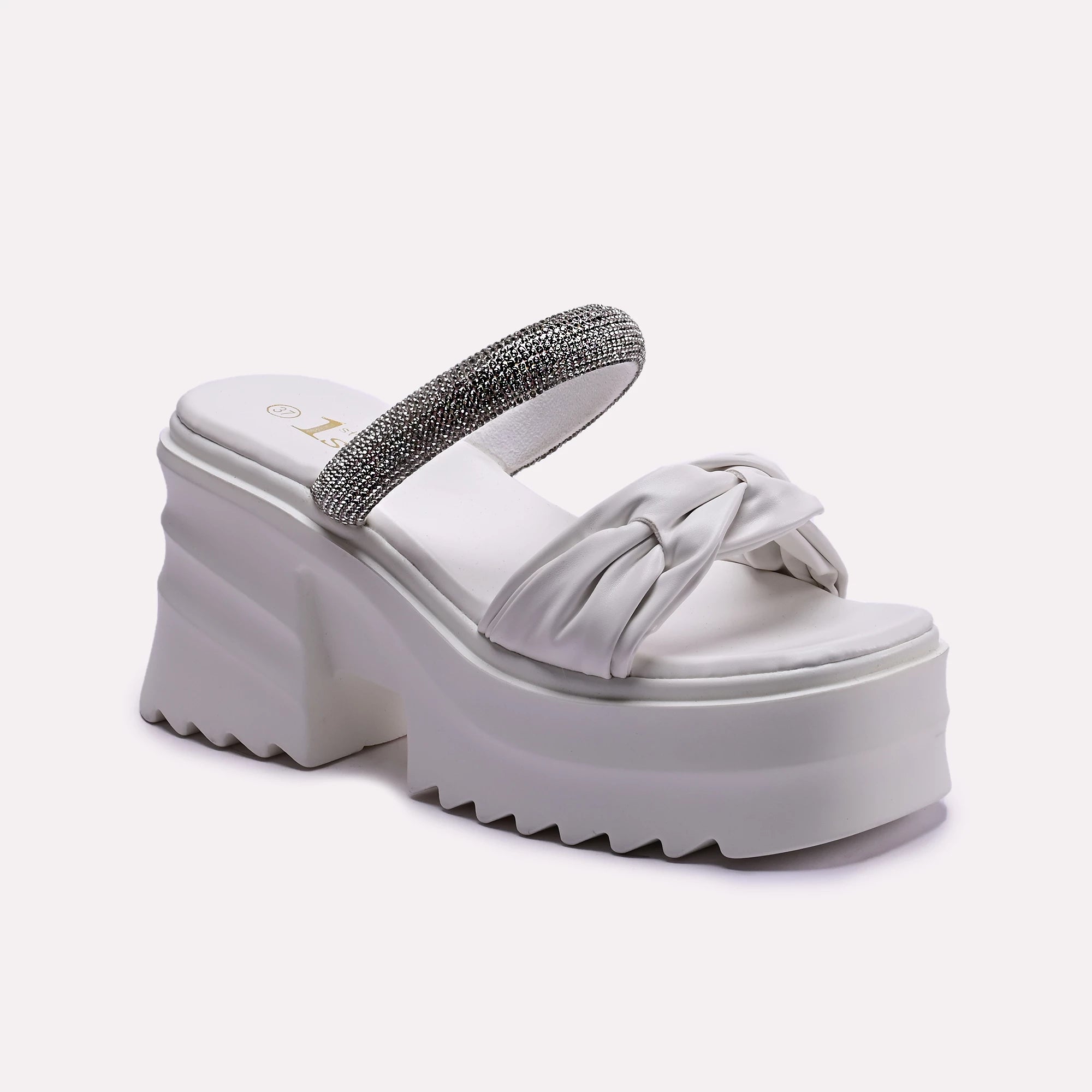 womens white platform fancy slippers