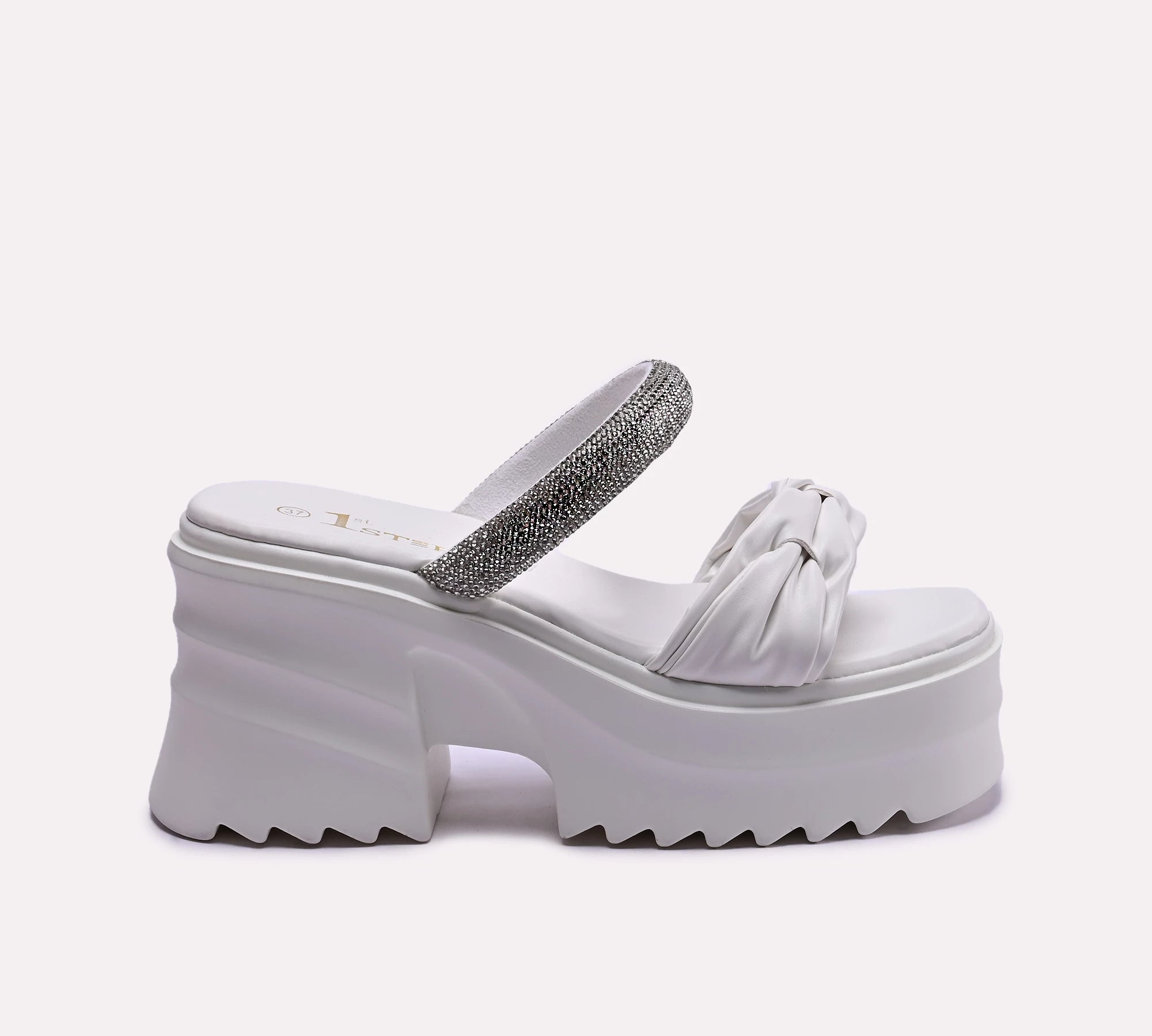 white platform fancy slippers for women