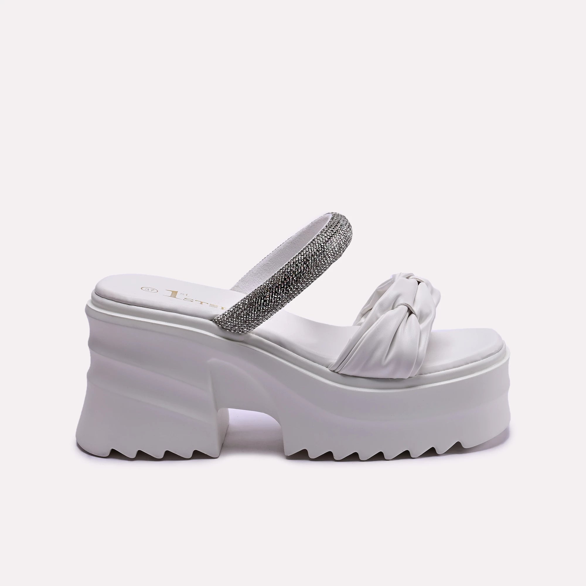 white platform fancy slippers for women