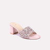 tindra peach block heel fancy slippers