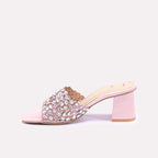 tindra peach block heel fancy slippers for women