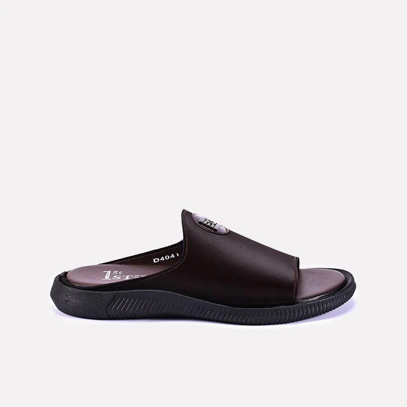 tristan men brown fancy velvet slides