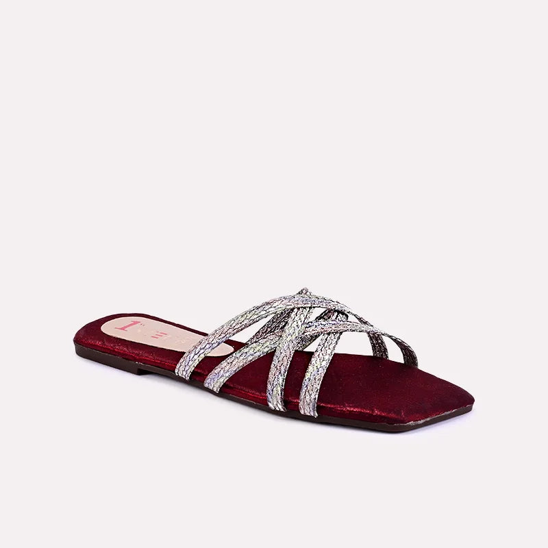 ursula maroon flat slippers