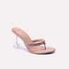 vanika peach fancy heel slippers